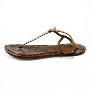 Sam Edelman Gigi Snake-Print Leather Thong Sandals